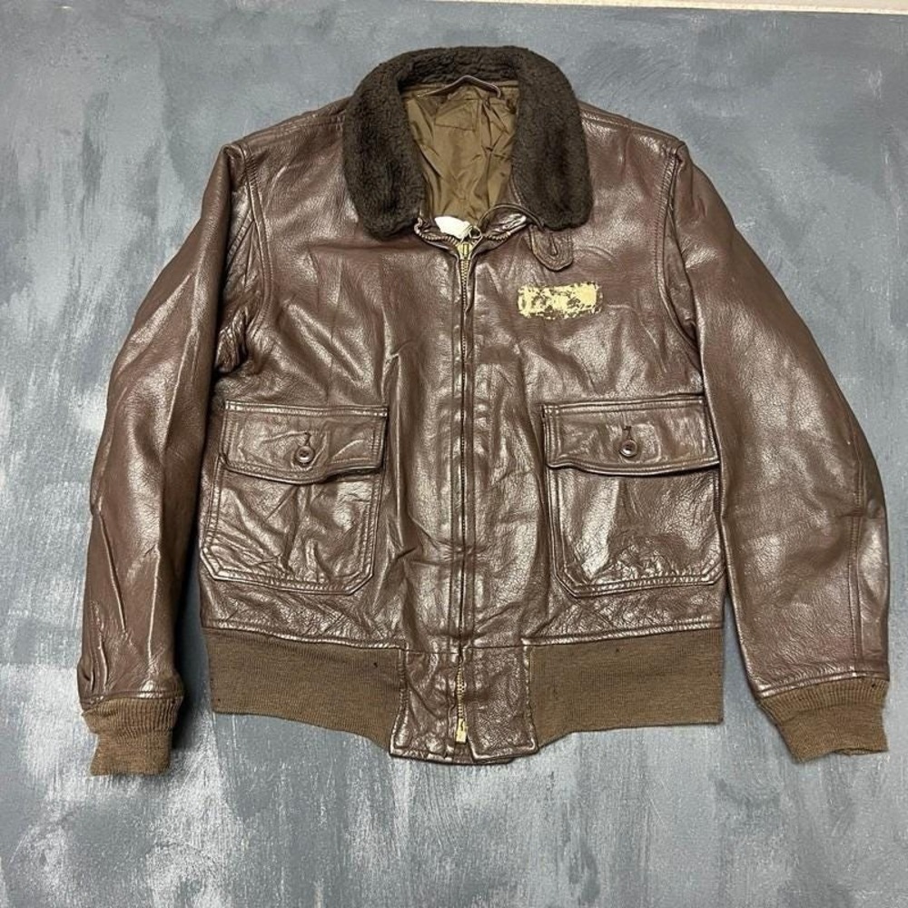 Vintage G-1 Leather Jacket Mens Medium Brown 1960s US Navy